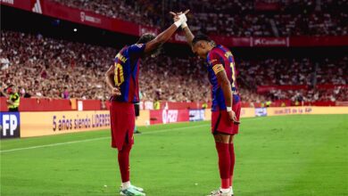فيديو | هاتريك رافينها وتوهج لامين يامال.. قطار برشلونة يعبر إشبيلية بثلاثية في الدوري الإسباني