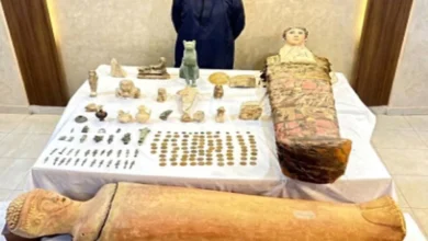 السلطات المصرية تضبط تاجر آثار قبل بيع كنز ضخم عثر عليه وسط الجبال السلطات المصرية تضبط تاجر آثار قبل بيع كنز ضخم عثر عليه وسط الجبال